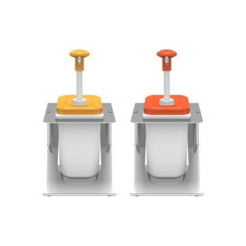 Plastik / Basmalı Sos Pompası, Sos Kabı 1,9 L / Tekli Z Stant