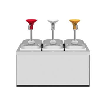 Paslanmaz Çelik / Basmalı Sos Pompası, Sos Kabı 1,9 L / 3' lü Stant